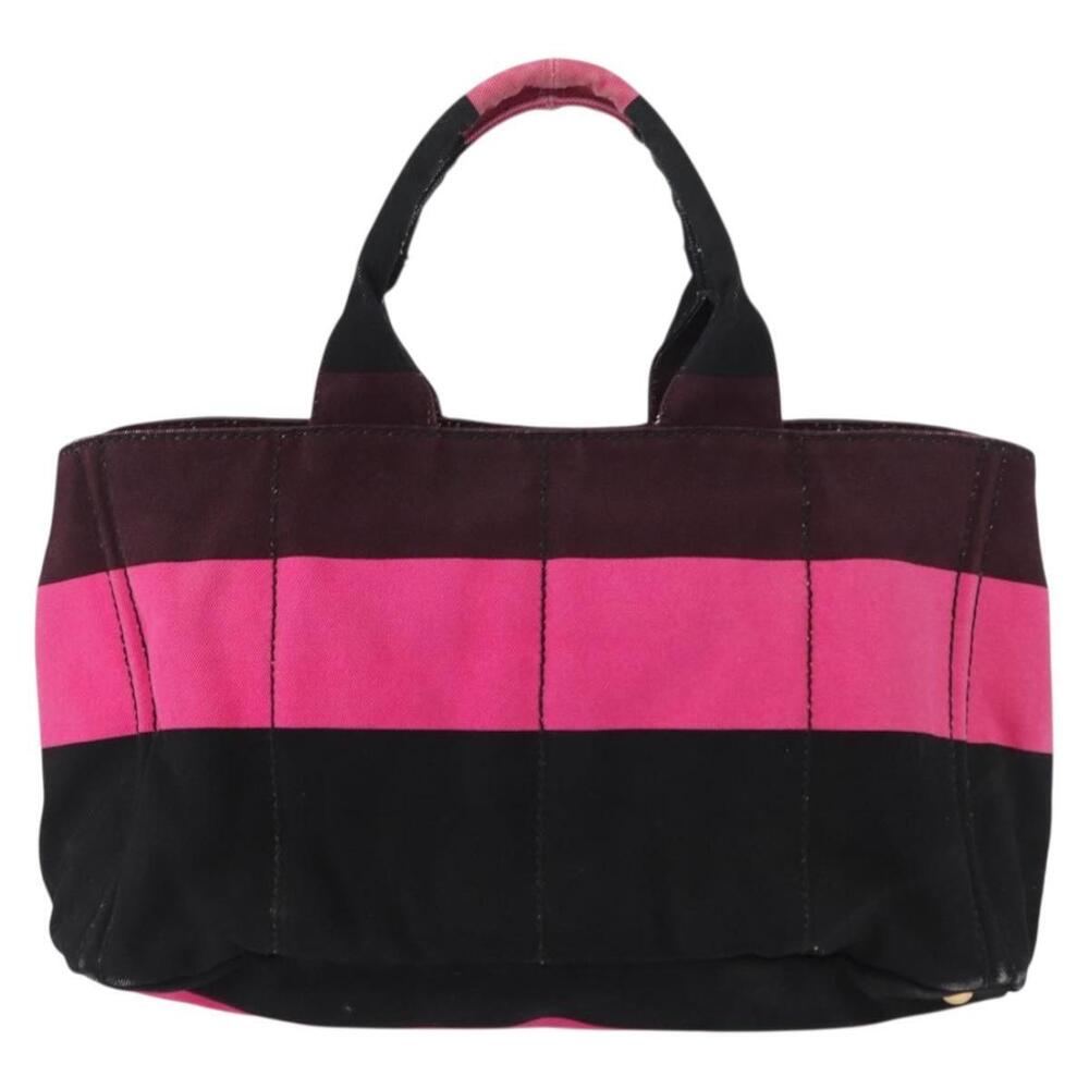 PRADA Canapa GM Hand Bag Canvas Pink Black Auth bs31630 - Picture 13 of 16